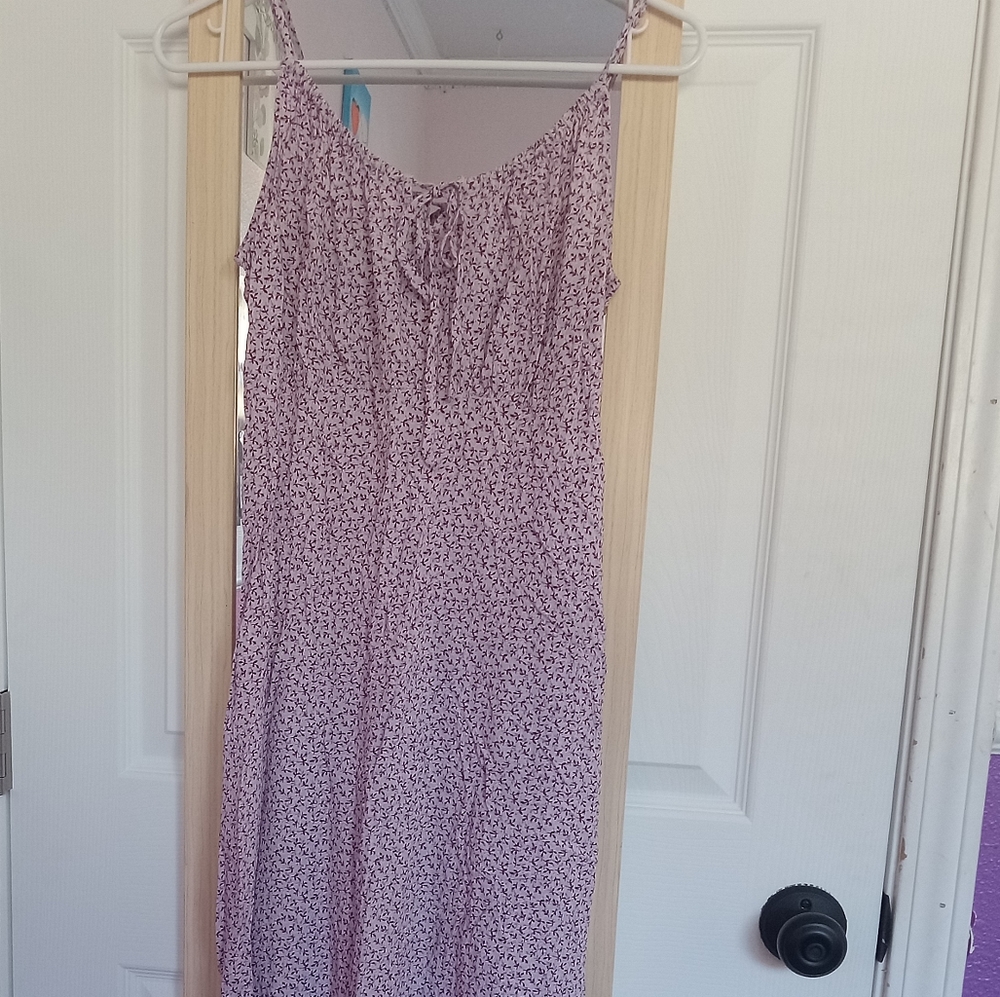 Full length purple floral dress